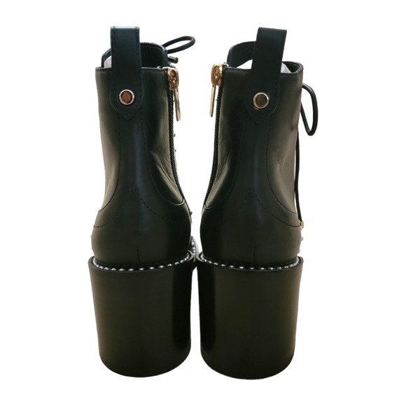 Jimmy Choo Hanah 65 Black Leather Pearl Studded Lace-Up Combat Boots 38 / US 8 - Picture 7 of 11